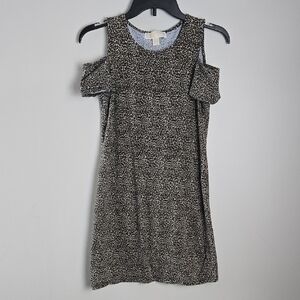 MICHAEL KORS Animal Print Cold‎ Shoulder Short Sleeve Mini Dress XS